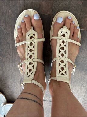 Coach Women’s  Leather Sandals in Cream